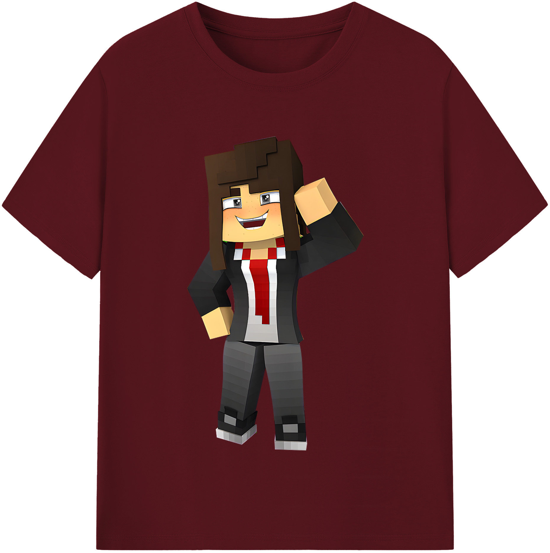 （画像用） マインクラフト ブロックの世界 Minecraft MC Block world 綿100％半袖Tシャツ（フロントプリント）